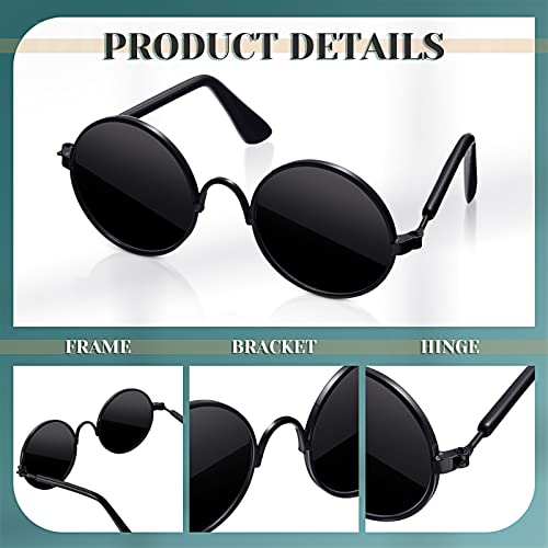 Dog Sunglasses Round Metal Pet Eyewear (Black / Classic Style)