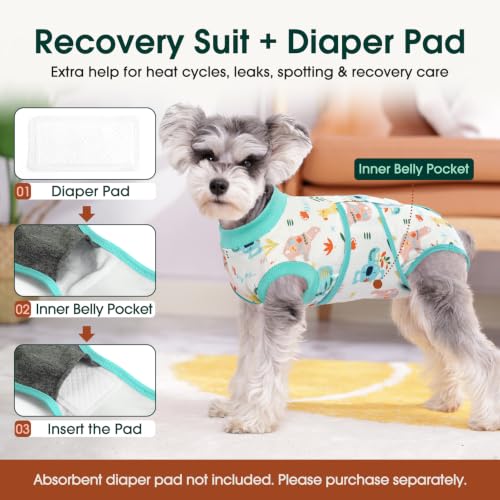 Recovery Suit for Dogs Cats (S (Back:11.4-13.4'', Weight:7-15 Lb) / Jungle Critter)