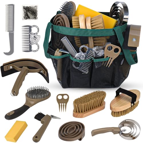 Horse Grooming Kit 13 Piece (Brown Green)