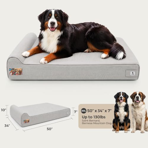 Orthopedic Dog Beds for Extra Large Dogs (XX-Large / Canvas-Grey)
