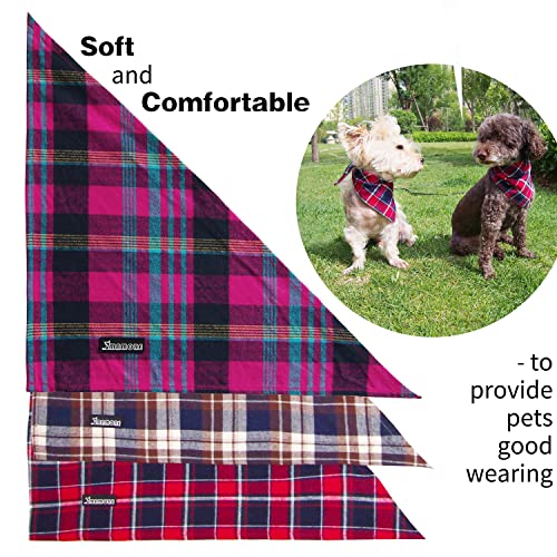 Adjustable Plaid Dog Bandanas (Brown&Blue / Large)