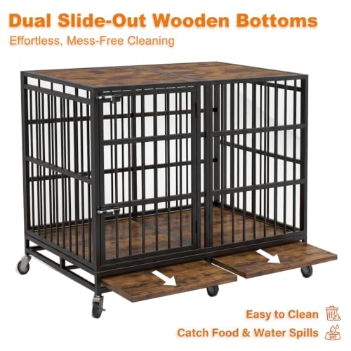 54" Dog Crate Furniture with Casters (Black)
