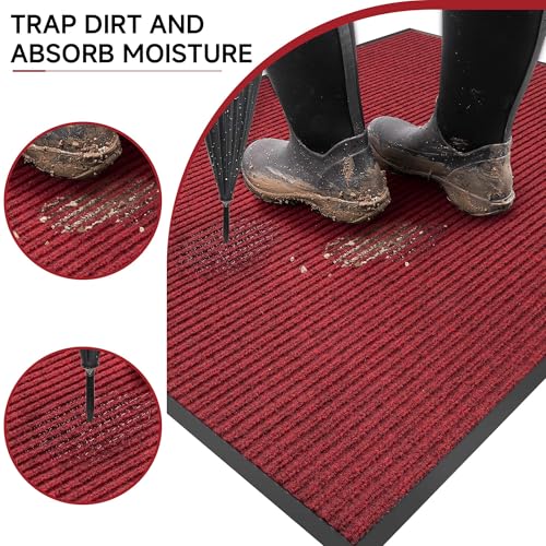 Front Door Mat (4' x 6' (Rectangular) / Red Striped)
