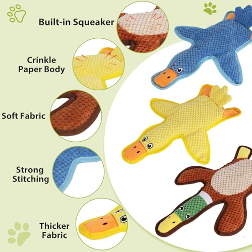 Dog Toys 3 Pack Cute Duck Shapes Puppy Toys No (Multicolor)