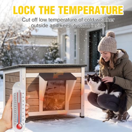 Cat House Outdoor Feral Kitty Shelter with Insulation Liner for Outdoor Cats Winter Use