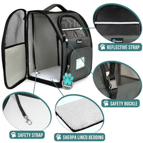 Dog Backpack Carrier for Small Large Cat (Dark Gray)