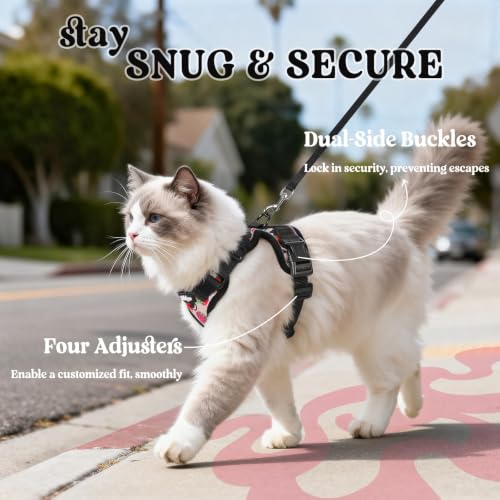 Cat Harness and Leash Set (S / Berry Pounce)