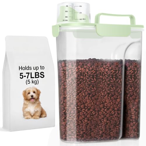 5 7Lbs Dog Cat Food Storage Container with Upgraded Large Nozzle BPA (Light Green / 5L-1pack)