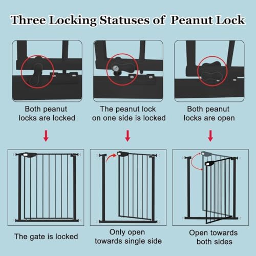 Triple Lock Baby Gate Extra Wide 67.32 (Black / 67.32-72.04"/171-183cm)