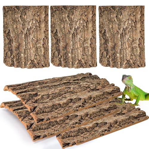 Cork Terrarium Background 11.8x7.9in 6PCS Natural Reptile Cork Bark Flats Terrarium Board Bearded Dragon Climbing Wall Mat Tank Accessories Decor for Lizard Chamelon Snake Turtle Spider Crested Gecko (6PCS-11.8x7.9in)