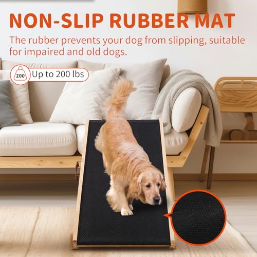 Dog Ramp for Bed & Couch (Wood / M-for 23.6''H Bed)