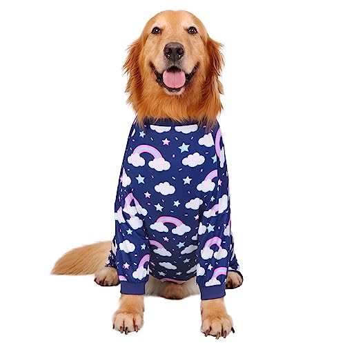 Dog Pajamas One Piece Light Comfy Pjs Pet Costume M (XXX-Large / Rainbows)