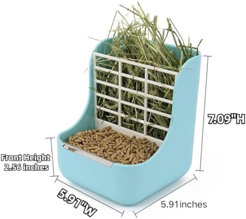 2-in-1 Rabbit Hay Feeder Bowl for Guinea Pigs & Small Animal Cage (Blue) (Blue)