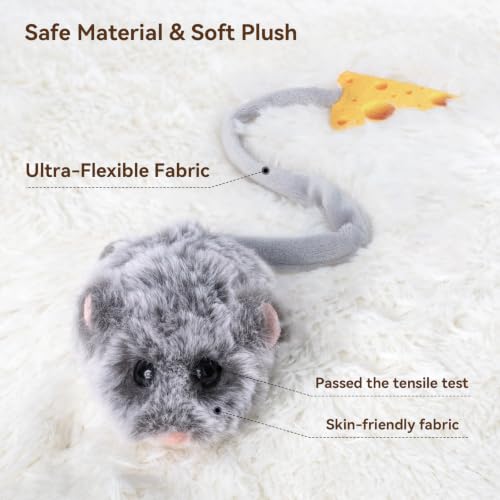 Interactive MigiMouse Cat Toy 360° Rolling & Spin with Wiggling Tail for Indoor Cats Smart Motion Sensor