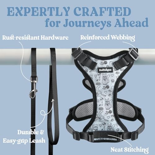Cat Harness and Leash Set (Xs / Doodle Gray)