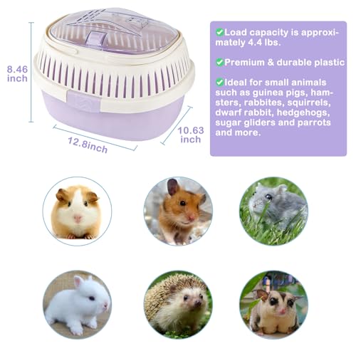 Hamster Carrier Portable Guinea Pig Carrier 13 X 11 X 8 in (Purple)
