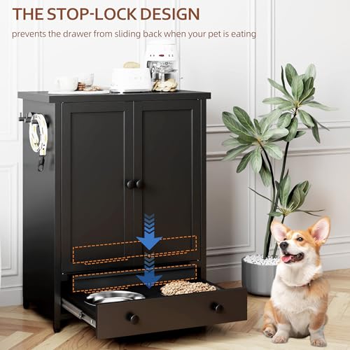 Dog Feeding Station with Storage (Black)