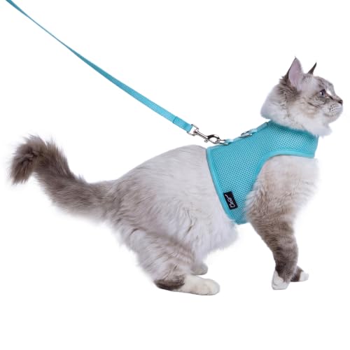 Cat Harness and Leash Set for Walking Escape Proof (Turquoise / XL 11-20 lbs)
