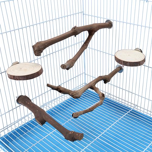 5PCS Bird Perch Natural Wood Grape Stick Stand Chewing Exercise Branches