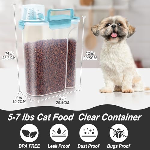 5 7Lbs Cat Dog Storage Container (Clear Blue / 5L-1pack)