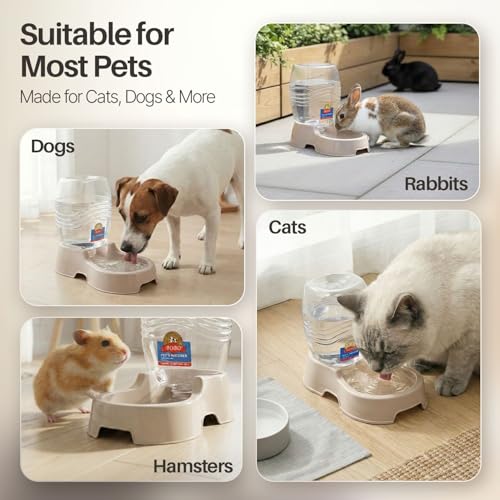 Gravity Pet Water Dispenser for Cats & Small Dogs (Beige / 0.9 L)