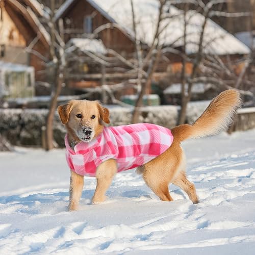 Dog Fleece Vest (Pink Plaid / XX-Small (Chest Girth: 12.2'' ))