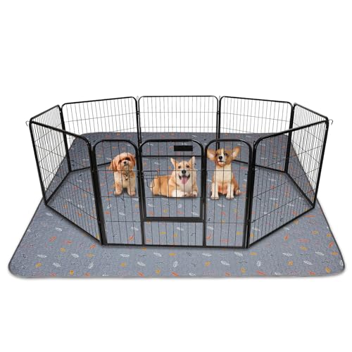 Washable Pee Pads for Dogs 72"x72" (Leaves - Light Grey / 72x72 Inch (Pack of 1))
