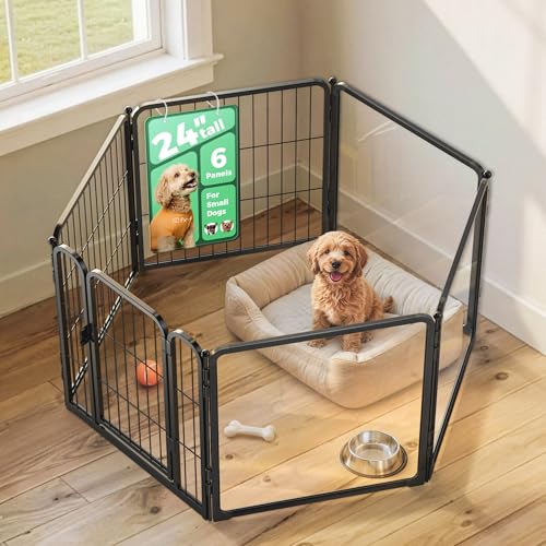 AuraSpace Pro Acrylic & Wire Mesh Indoor Dog Playpen (Black / 24"H)