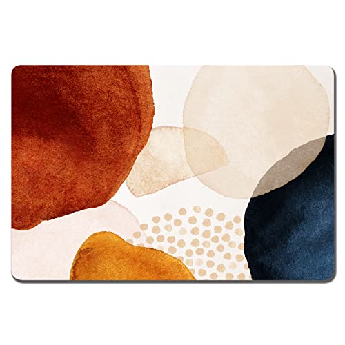 Dog Food Mat 16" x 24" Absorbent Dog Cat Bowl Mat for Food and Water (Abstract Stones Art / 16"L x 24"W)