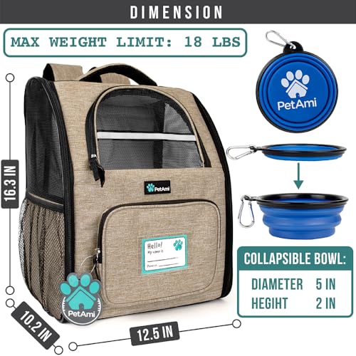 Dog Backpack Carrier Airline Approved Cat Pet Puppy Bag (Heather Taupe)