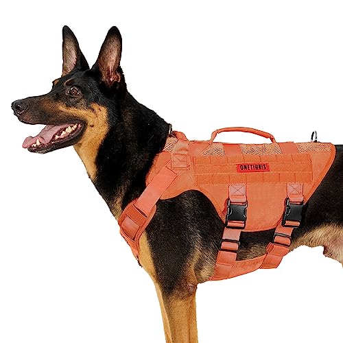 Mesh Design Tactical No Pull Dog Harness for Large Dogs (Orange / XL)