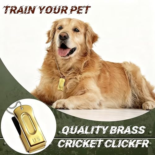 3 Pieces Brass Dog Training Clicker with Chain for Dogs Cats (Gold)