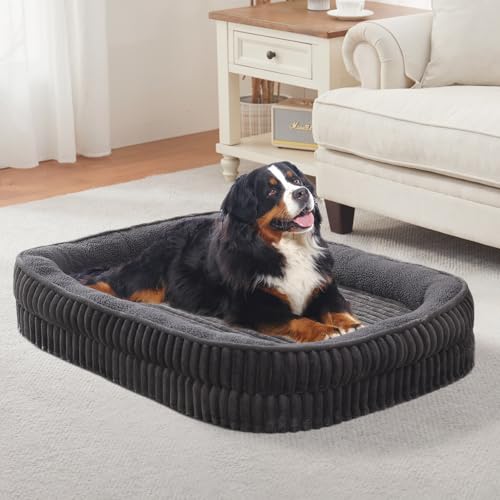 Orthopedic Dog Bed for Extra Large Dogs Breeds (Dark Gray / 48"L x 35"W x 8.5"Th)