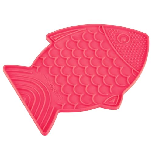 Felix, Fish-Shaped Cat Slow Feeders Lick Mat, Boredom Anxiety Reducer; Perfect for Food, Treats, Yogurt, or Peanut Butter. Fun Alternative to a Slow Feed Cat Bowl or Dish, Pink (Pink)