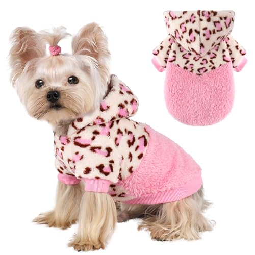 Dog Sweaters for Small Dogs (Medium (Chest 16.1in) / Pink leopard)
