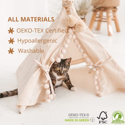 Pet Teepee Tent with Padded Mat (Extra Small)