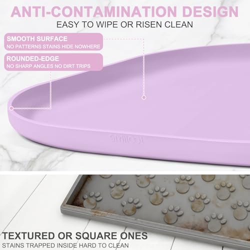 Waterproof Silicone Pet Food Mat with Raised Edge for Dog & Cat (Lavender / 22"L x 14"W)