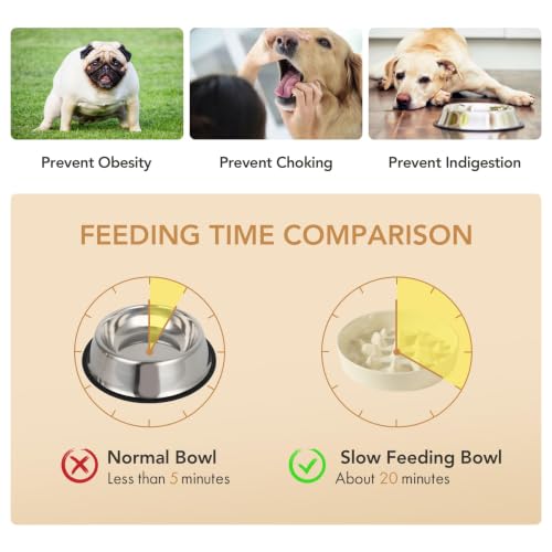 Ceramic Slow Feeder Dog Bowls (Light Yellow)