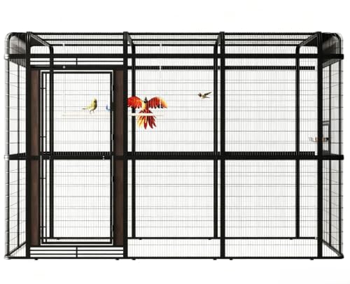 10FT Extra Large Bird Cage for Parakeets Outdoor Bird Aviary Parrot Cage with Perch (Black / 120.0"L x 63.0"W x 81.5"H)