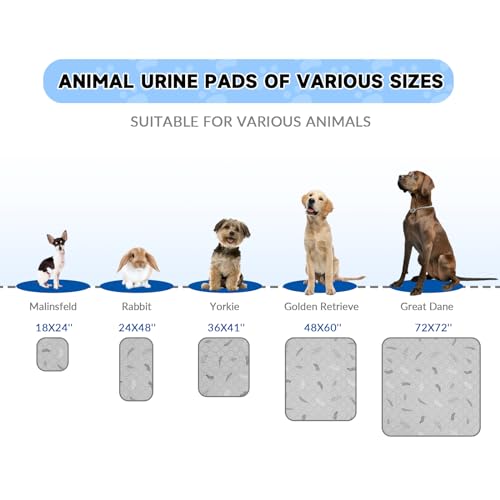 2 Pack Washable Guinea Pig Pee Pads (Leaves - Light Grey / 24x48 Inch (Pack of 2))