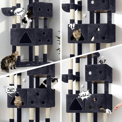 Extra Large Cat Tower for Big Cats 20 lbs (81 inch / Dark Grey)