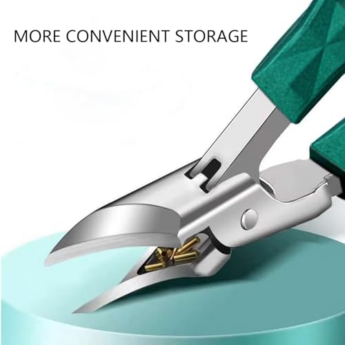 Angled Nail Clippers Green Eagle Beak Oblique Slanted Curved Thick Professional Nail Clippers for Women Adult Men Ingrown (Modern)