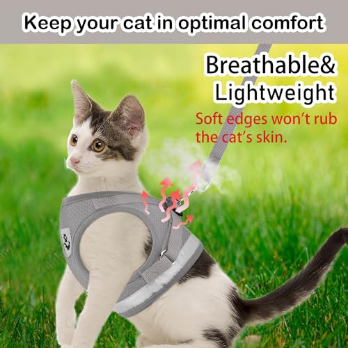 Cat Harness and Leash Set (XS (Chest: 6" - 8") / Grey)