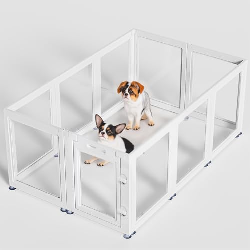 Clear Acrylic Dog Playpen Transparent Dog Playpen Indoor (White / 24"H)