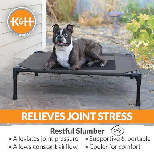 K&H Outdoor Elevated Dog Bed (Charcoal/Black Mesh / Medium 32"L x 25"W)