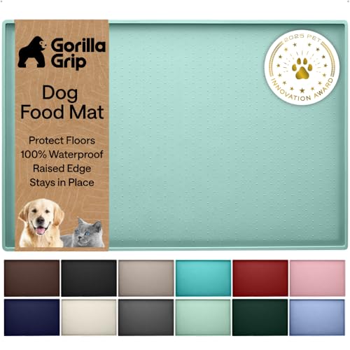 Dog Food Mat 100% Waterproof Silicone (Mint / 18.5"l X 11.5"w)