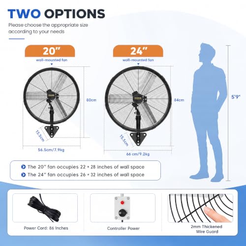 24" Outdoor Wall Mount Fan (24 Inch without Remote)