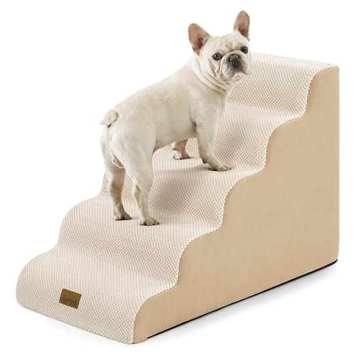 Extra Wide Dog Stair for Small Dog (Beige / Extra Wide:19.7"x33"x22.4")