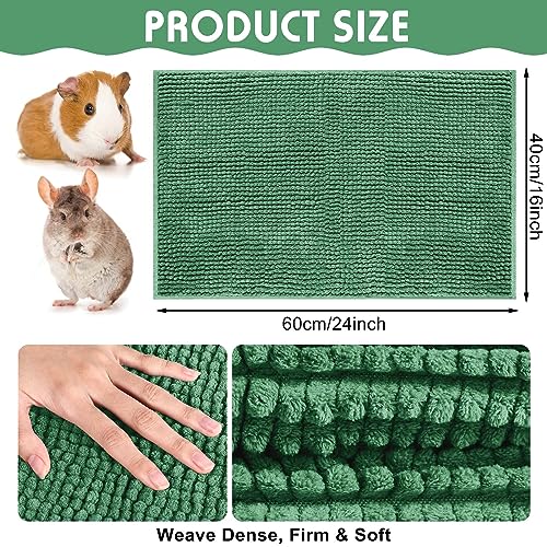 4 Pcs Guinea Pig Cage Liner (Dark Green / 16 x 24 Inch / Low Pile Chenille)