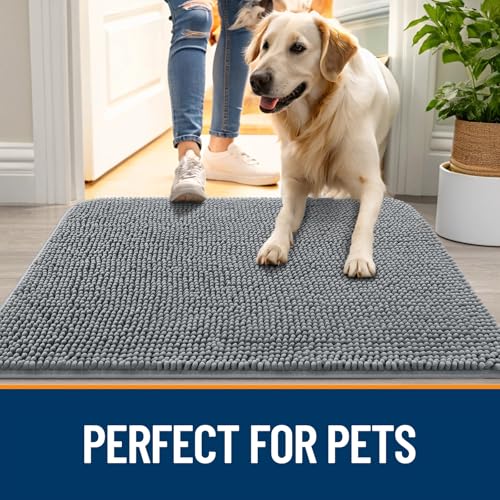 Dog Door Mat for Muddy Paws 54x32 (Grey / 54" X 32")